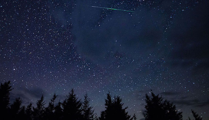 A meteor streaks across the sky during the annual Perseid meteor shower in 2015.