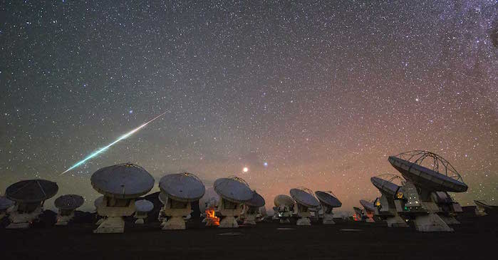 Meteor seen from the site of the Atacama Large Millimeter Array in Chile.
