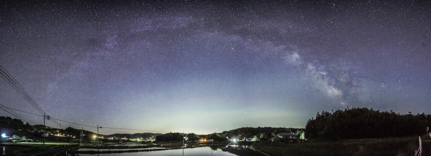 View of the night sky above Bisei Town.