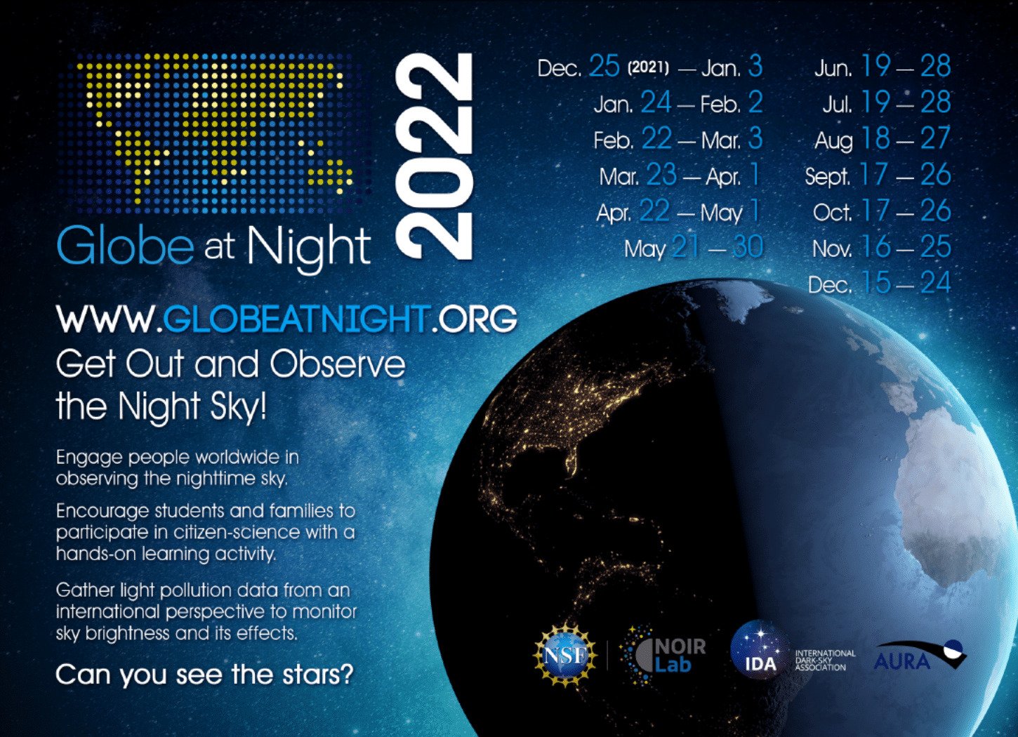 Globe at Night 2022 Dates