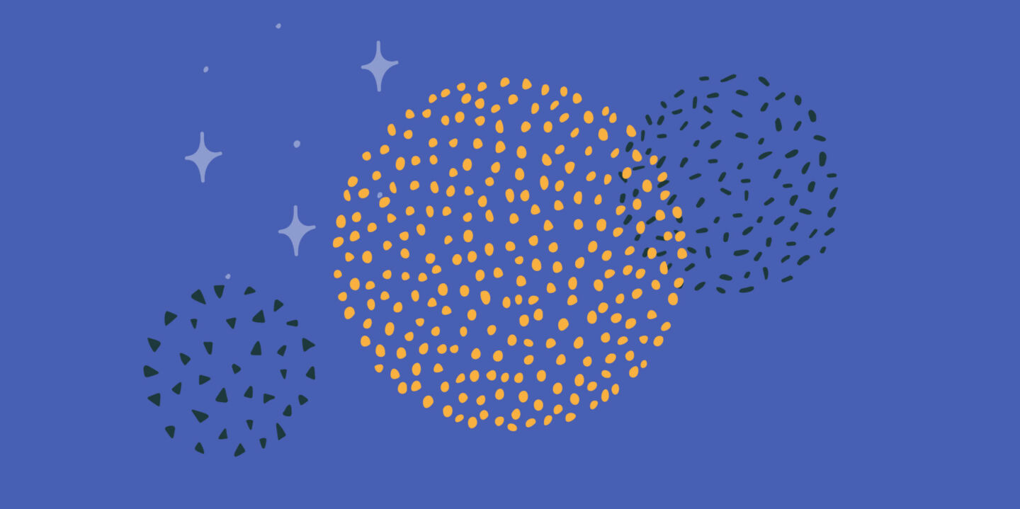Abstract illustration of celebratory starbursts