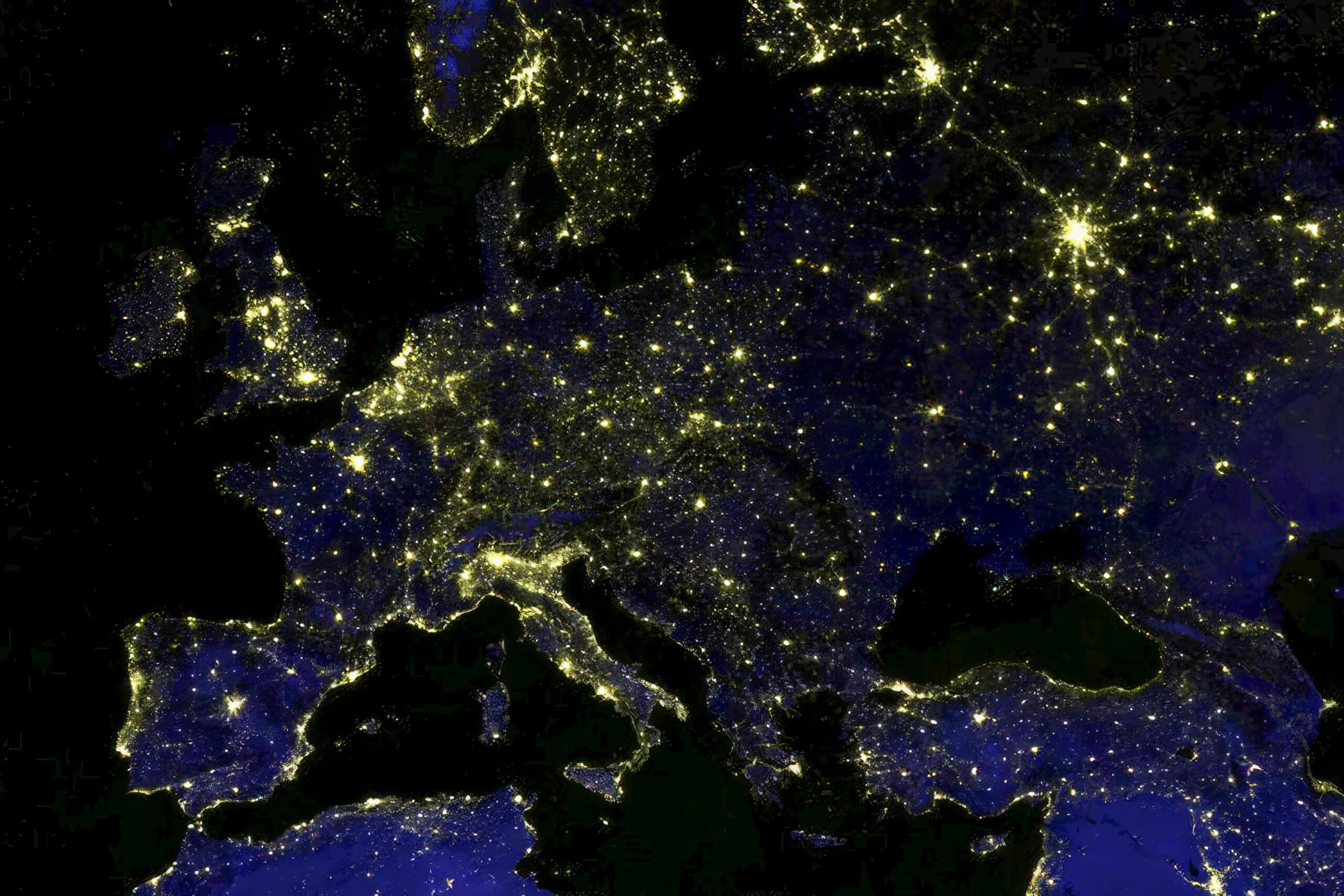 Europe at night from space.